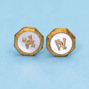 Vintage Octagon Shape Letter H & W Center Cuff Links - N30